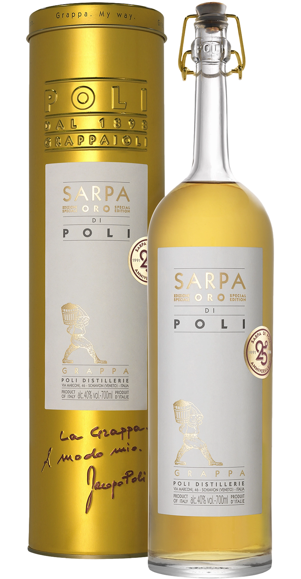 Poli Grappa | Sarpa Oro Barrique Gold Edition | 40% vol. 0,7 L