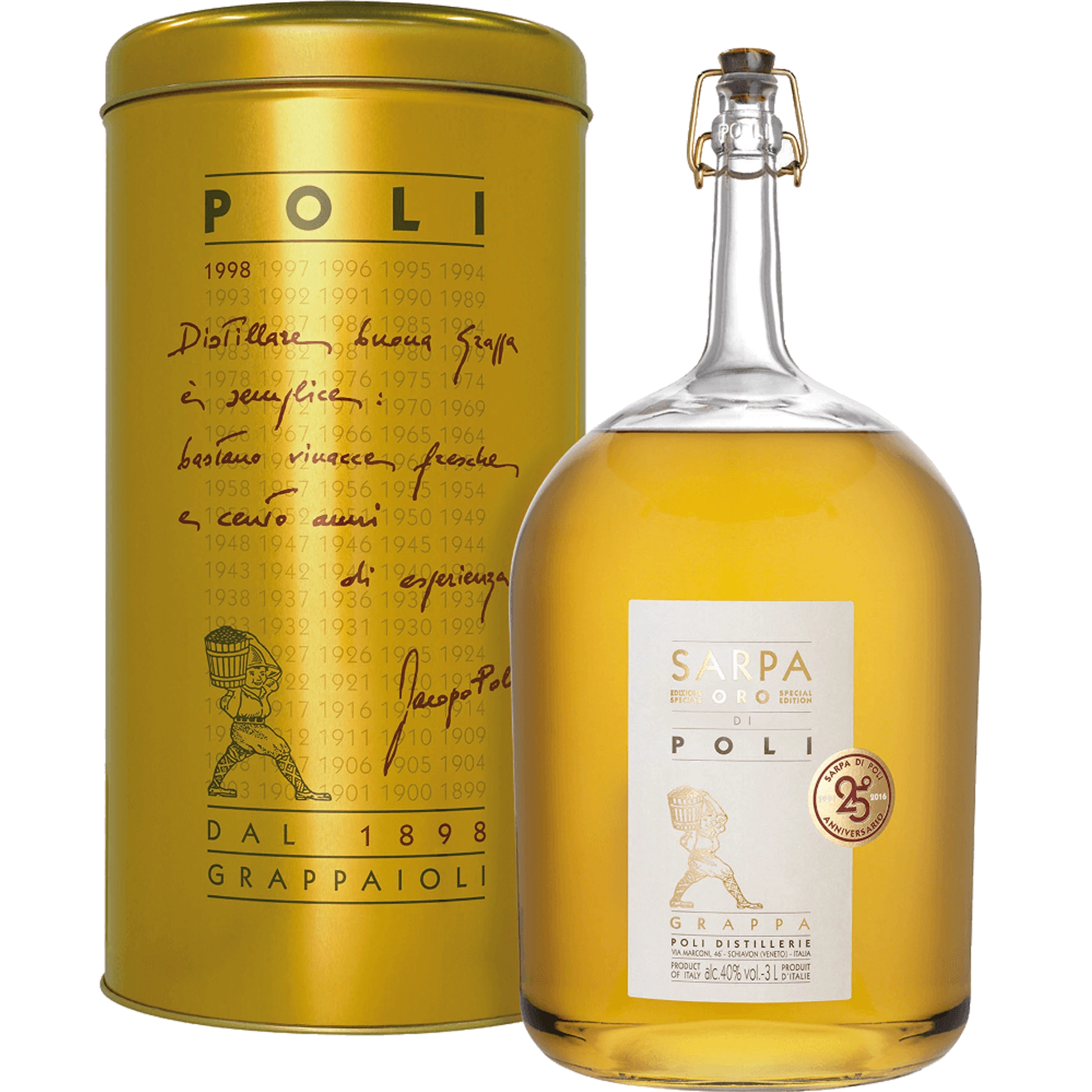 Poli Grappa | Sarpa Barrique di BIG MAMA | 40% vol. 3,0 L