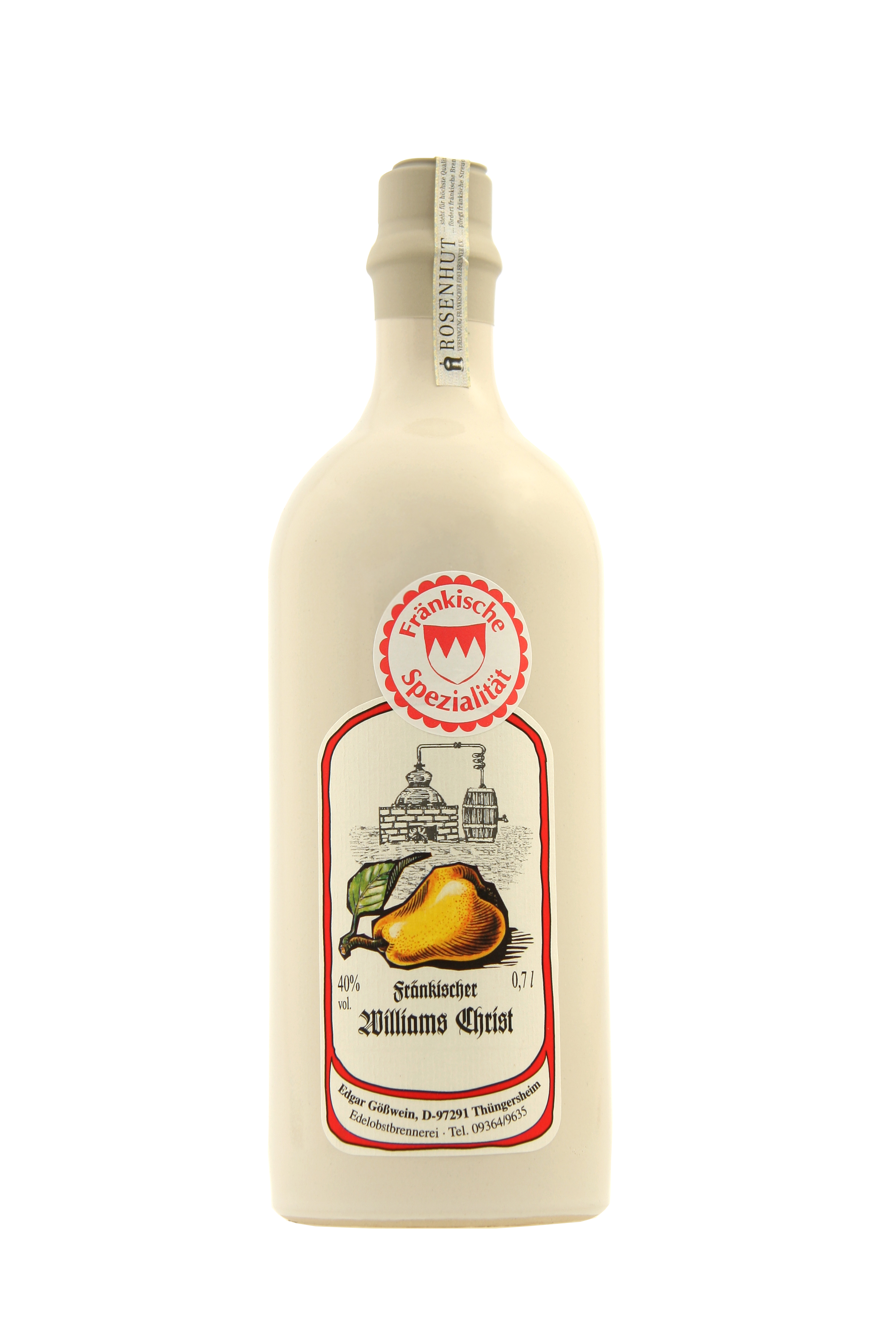 Gößwein - Fränkische Williamsbirne in der Steingutflasche