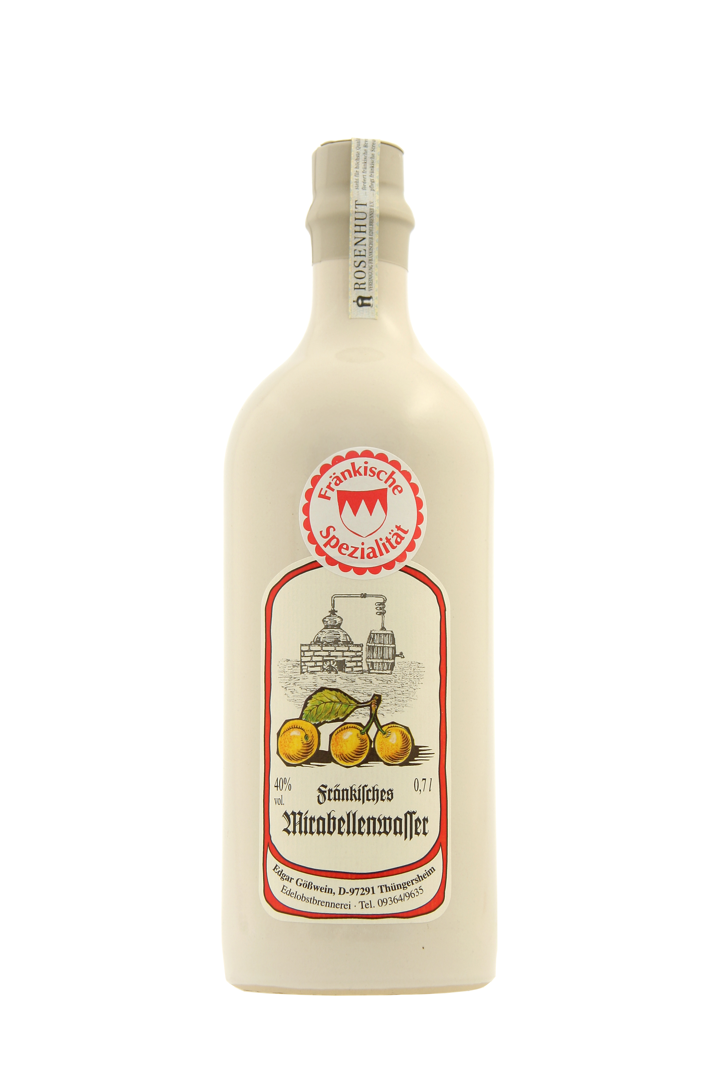 Gößwein - Fränkische Mirabelle in der Steingutflasche