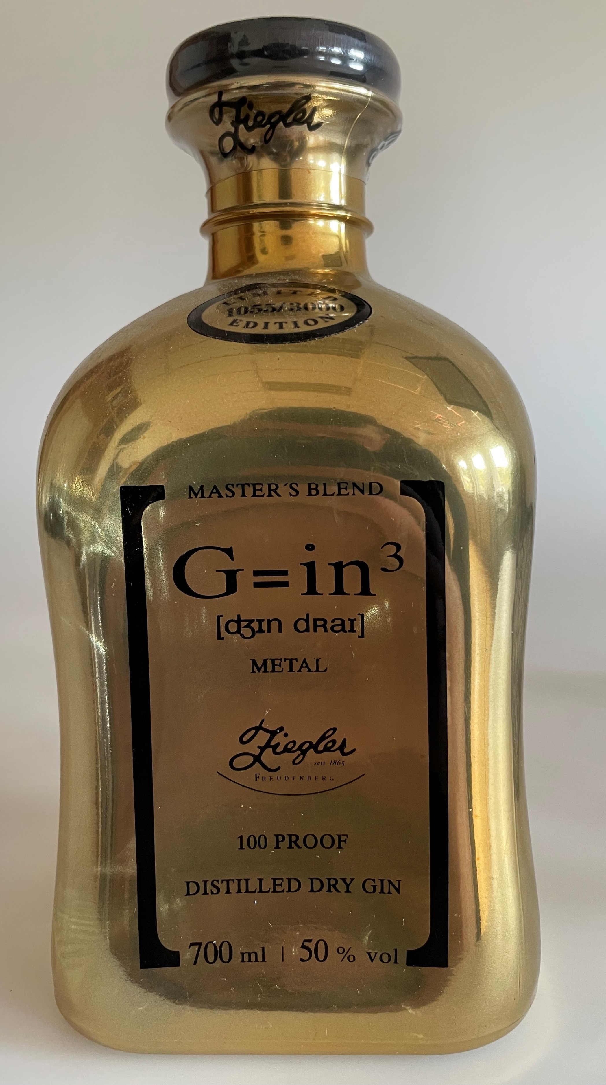 Ziegler G=in³ 100 Proof 0,7 - Dry Gin Metal Gold Edition